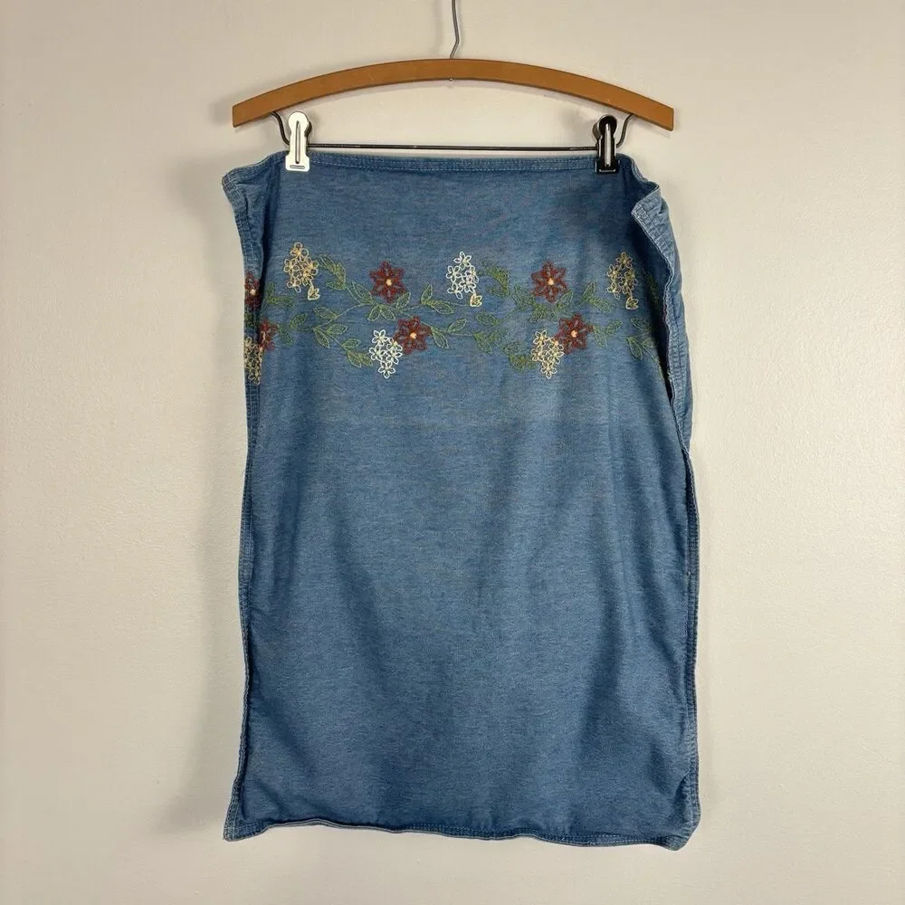 VTG Ralph Lauren Layla Embroidered Chambray Standard Pillow Sham 100% Cotton